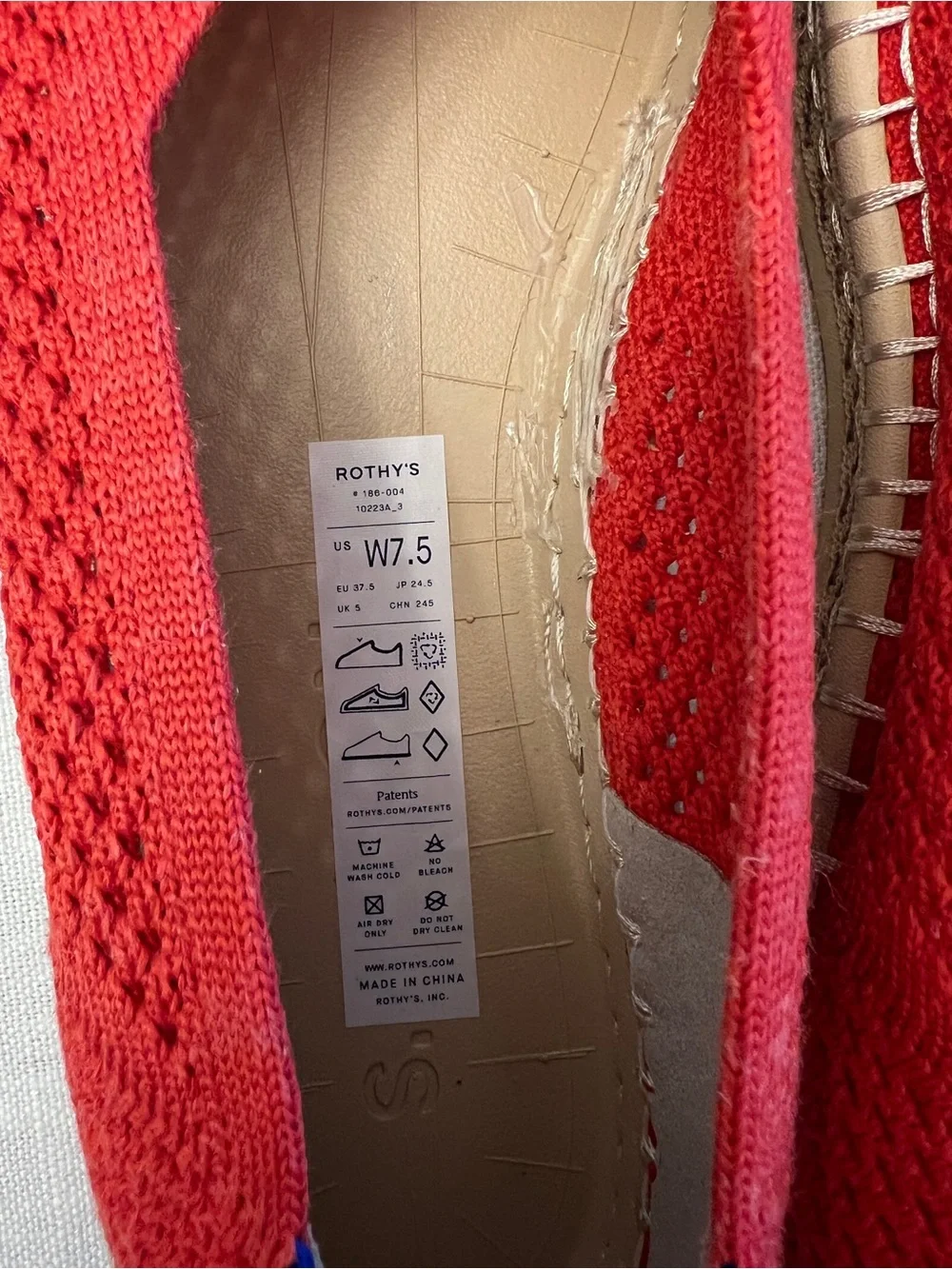 Rothy's Bright Red Knit Espadrille Flats 7.5 woman’s ballet style shoe